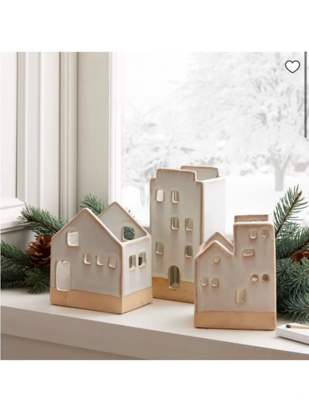 West Elm Village Tealight Ceramic Candleholders, Large House